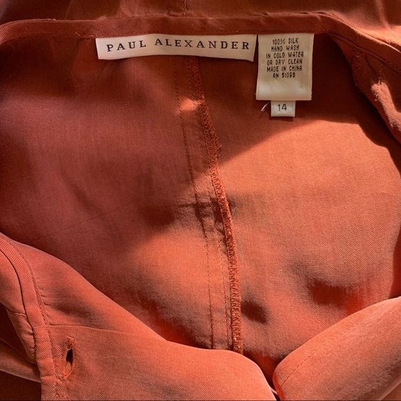 Vintage Orange Silk Hooded Button Front Jacket-14 - Picture 2 of 5